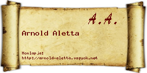 Arnold Aletta névjegykártya